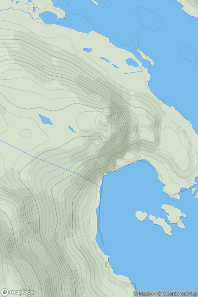 Thumbnail image for Meall na Cuilce showing contour plot for surrounding peak