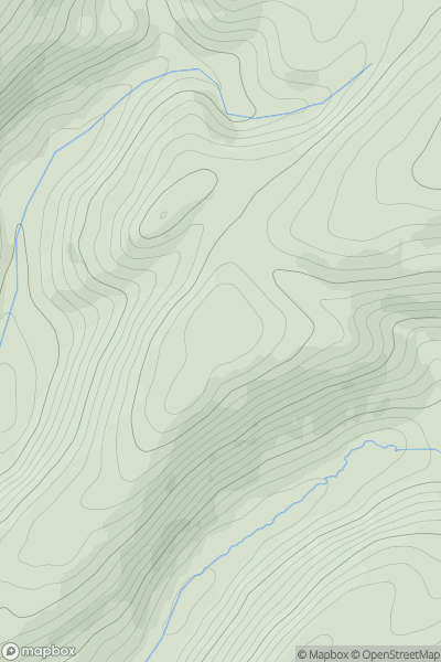 Thumbnail image for Clyn y Gwawr showing contour plot for surrounding peak