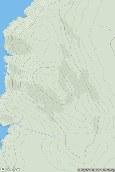 Thumbnail image for Mynydd Anelog showing contour plot for surrounding peak