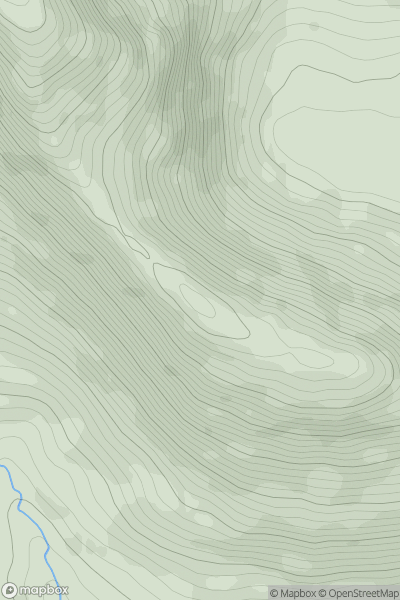 Thumbnail image for Tievnabinnia South East Top showing contour plot for surrounding peak