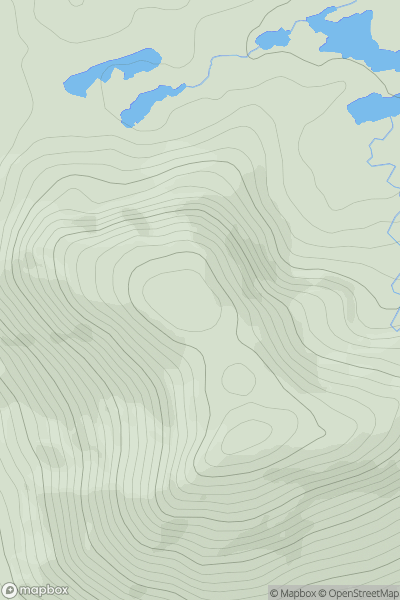 Thumbnail image for Peakeen Mountain Far North West Top showing contour plot for surrounding peak