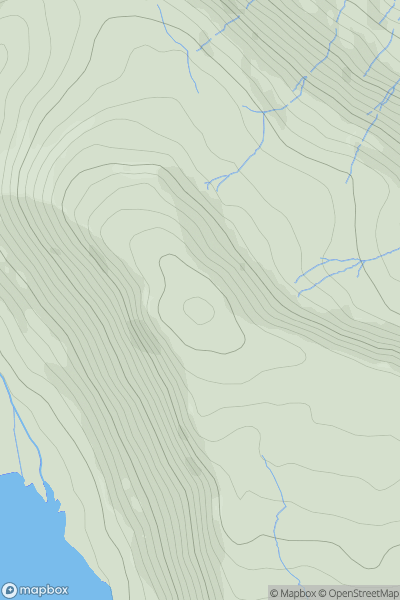 Thumbnail image for Pant y Creigiau showing contour plot for surrounding peak