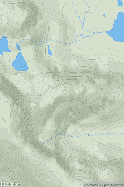 Thumbnail image for A' Chioch East Top showing contour plot for surrounding peak