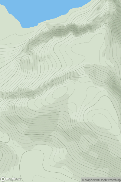 Thumbnail image for Beinn Tharsuinn Chaol Far West Top showing contour plot for surrounding peak