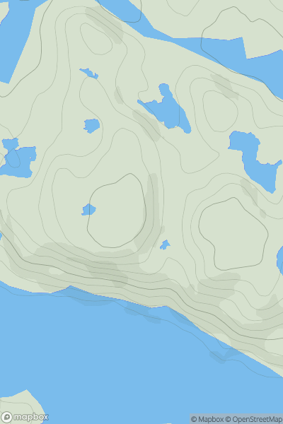 Thumbnail image for Creag nam Fiadh West Top showing contour plot for surrounding peak